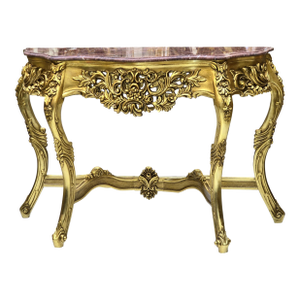 French Style Console Table Marble Topped Gold Details