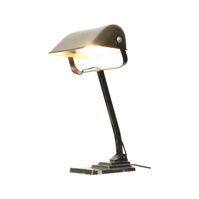Art Deco desk lamp—also known as a notary or banker's lamp—manufactured by the Belgian company Erpé (model no. 52). This...