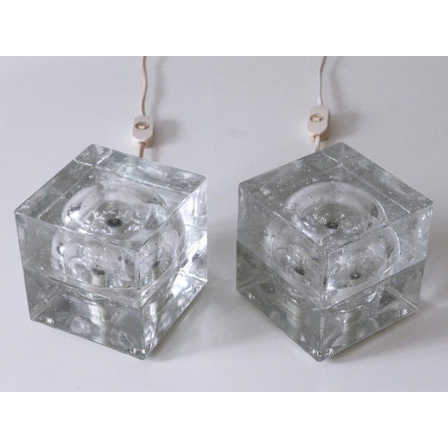 1970s Hand Blown Cubic Table Lamps by Müller & Zimmer, 1970s, Set of 2 For Sale - Image 5 of 18