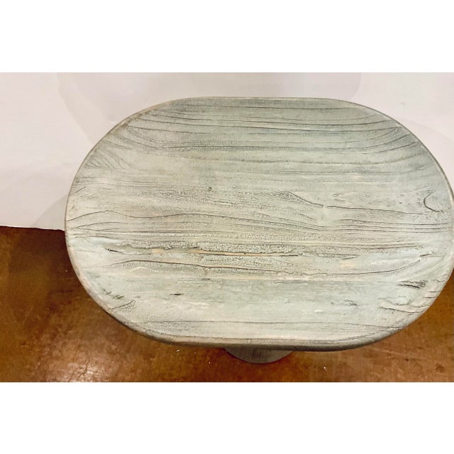 Contemporary Hooker Greige Wood Oval Spot Table For Sale - Image 3 of 3