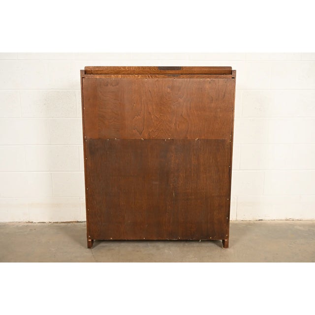 L. & J. G. Stickley Mission Oak Arts & Crafts Drop Front Secretary Desk For Sale - Image 14 of 15