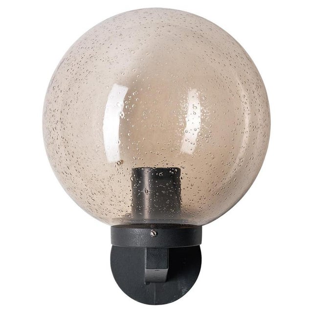 1970s Boom Outdoor Wall Lamp with Smoked Bubble Glass Sphere from Bega, 1970s For Sale - Image 5 of 5