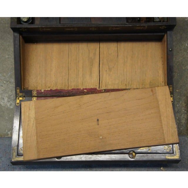19th Century Antique English Regency Rosewood Writing Slope Box For Sale - Image 10 of 13