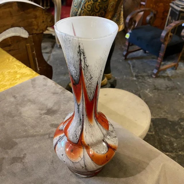 1970s Carlo Moretti Orange and Gray Opaline Glass Vase For Sale - Image 6 of 9