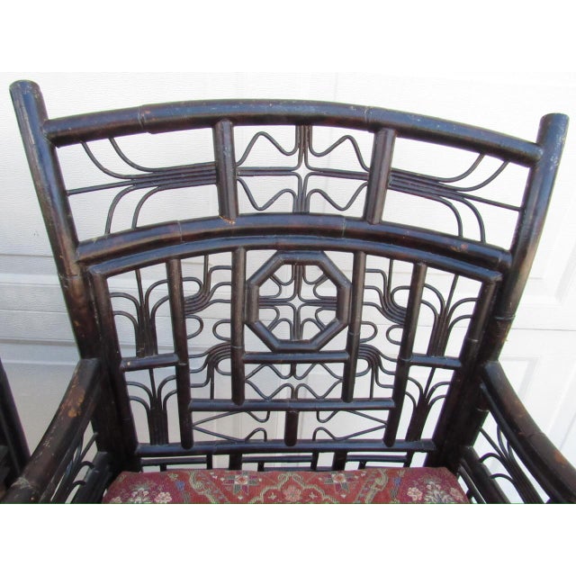 Pair of Ebonized Bamboo Armchairs in the Brighton Pavillion Style For Sale - Image 16 of 18