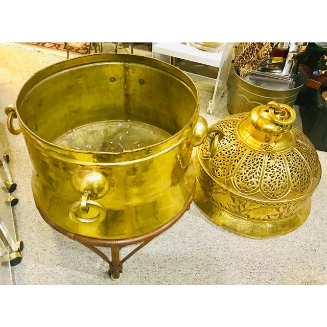 Gold 1960s Morrocan Brass Chandelier and Planter - 2 Piece Set 52'' For Sale - Image 8 of 13