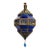 Handcrafted Moroccan Blue Glass Lantern, Metal Octagonal Diamond Shape For Sale