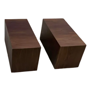 1990s Modern Walnut Low Profile End Tables - Set of 2