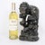 A large vintage Japanese sculpture / statue / okimono in blackened and carved wood, depicting 1 male lion, 2 cubs and a...
