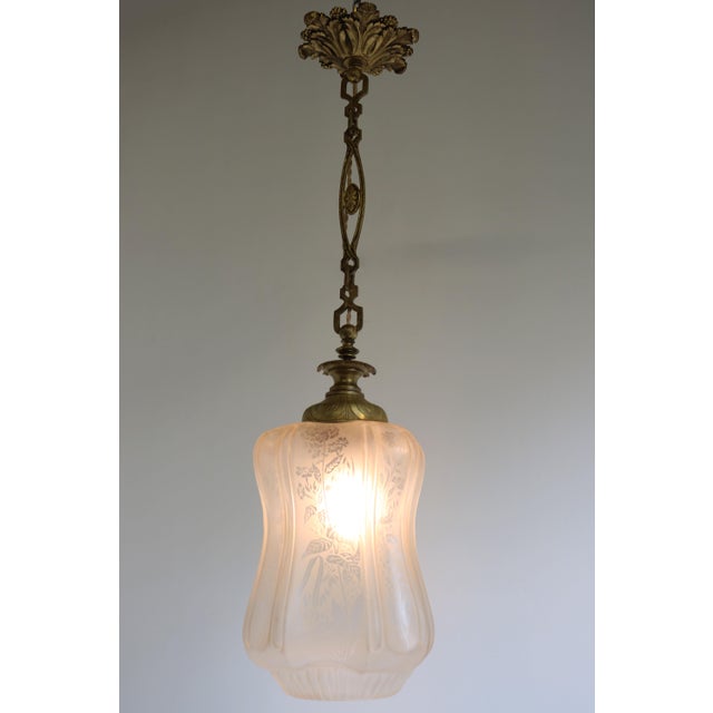 Large Antique French Art Nouveau Pendant Light, 1910 For Sale - Image 13 of 14
