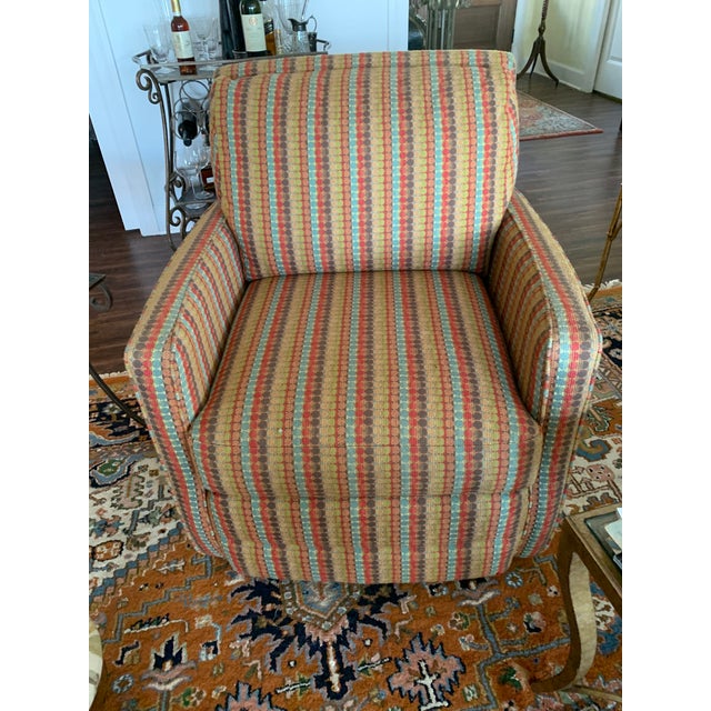 Bassett Pair Swivel MCM Accent Chairs For Sale - Image 4 of 8