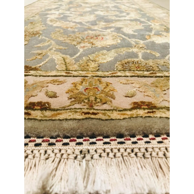 1980s Blue Silk & Wool Handmade Jaipur Carpets, 1984, Set of 2 For Sale - Image 5 of 10