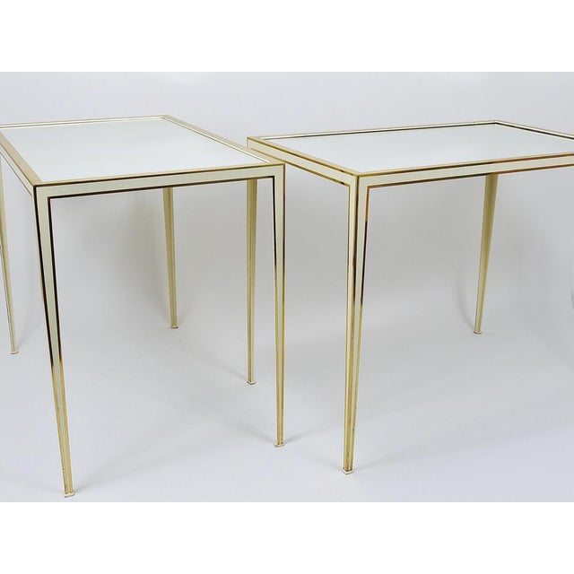 Brass & White Mirror Tables from Vereinigte Werkstätten, Germany, 1970s For Sale - Image 9 of 18
