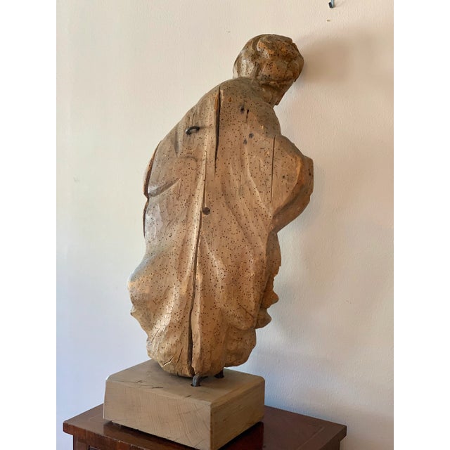 Wood Antique Carved Architectural Figure For Sale - Image 7 of 8