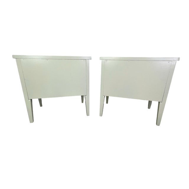 Pair of American of Martinsville Transitional Nightstands in Off-White Lacquer With Brass Hardware, C. 1970s For Sale - Image 12 of 12
