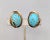 1960s Vintage 1950s Signed Napier Goldtone Cabochon Faux-Turquoise Clip Earrings-2 Pieces For Sale - Image 5 of 8