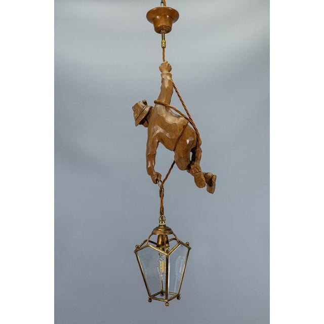 German Carved Linden Wood Mountaineer with Brass Lantern, 1950s For Sale - Image 17 of 18