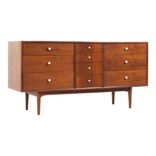 Kipp Stewart for Drexel Declaration Mid Century Walnut Lowboy Dresser For Sale