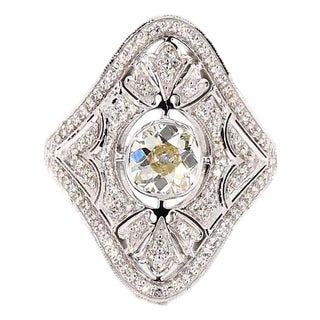 Antique design 0.87 Carat Old European Cut Diamond Gold Ring, Size 6.5 For Sale