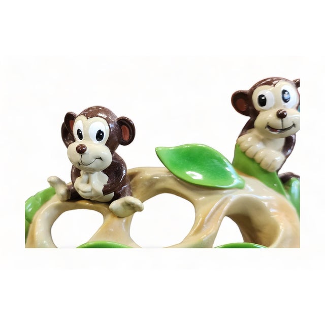 Vintage Child's Ceramic Monkey Themed Bathroom Toothbrush Holder Stand For Sale - Image 9 of 9