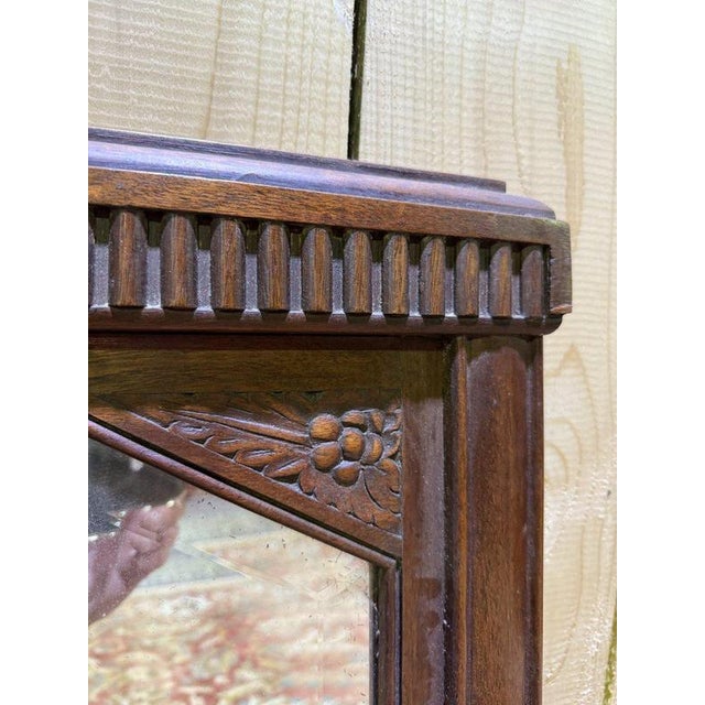 Wood Art Deco Mirror in Walnut Frame For Sale - Image 7 of 8