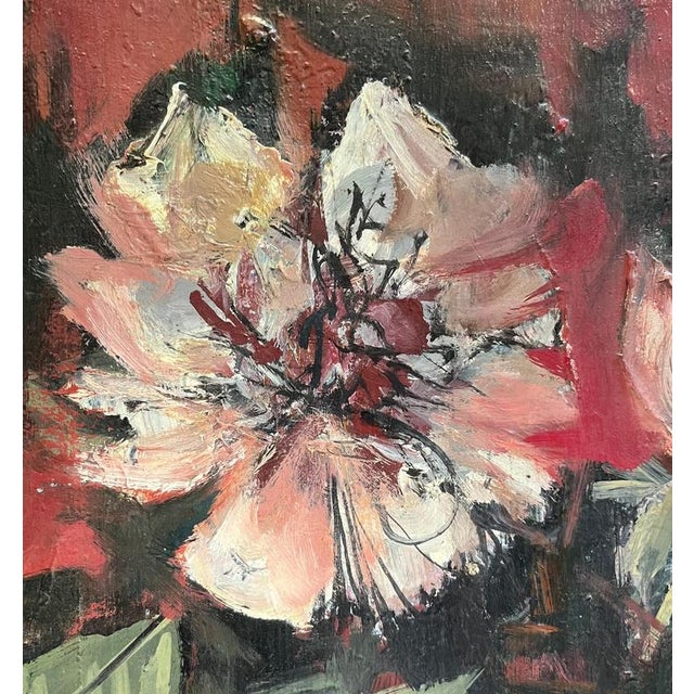 Frank Chabry, Flowers in a Glass, Oil on Canvas For Sale - Image 6 of 10