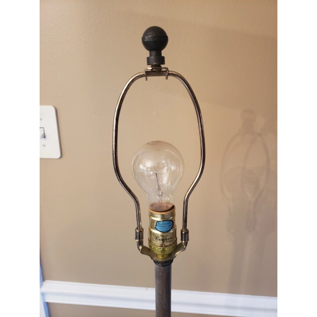 Hollywood Regency Frederick Cooper Iron Floor Lamp With Glass Table For Sale - Image 3 of 13