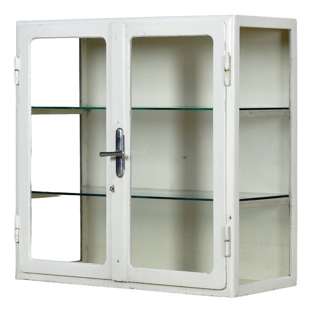 Vintage Glass and Metal Display Cabinet, 1930 For Sale