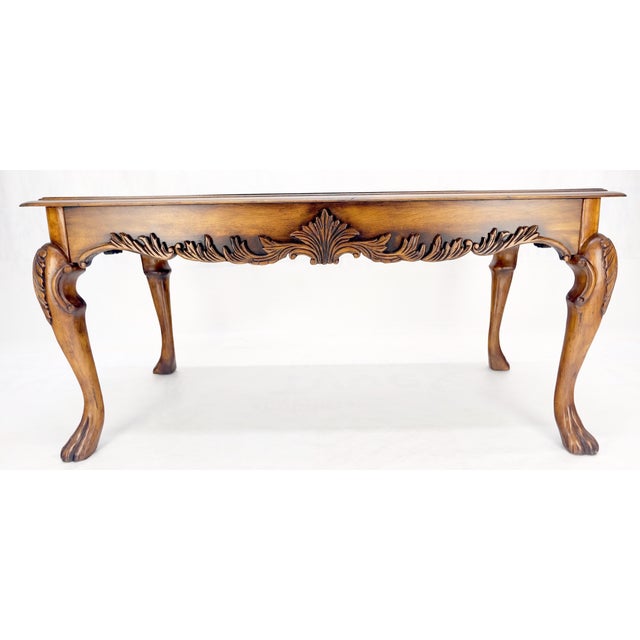 Wood Spanish Colonial Carved Walnut 1 Drawer Writing Library Table Desk Console For Sale - Image 7 of 12