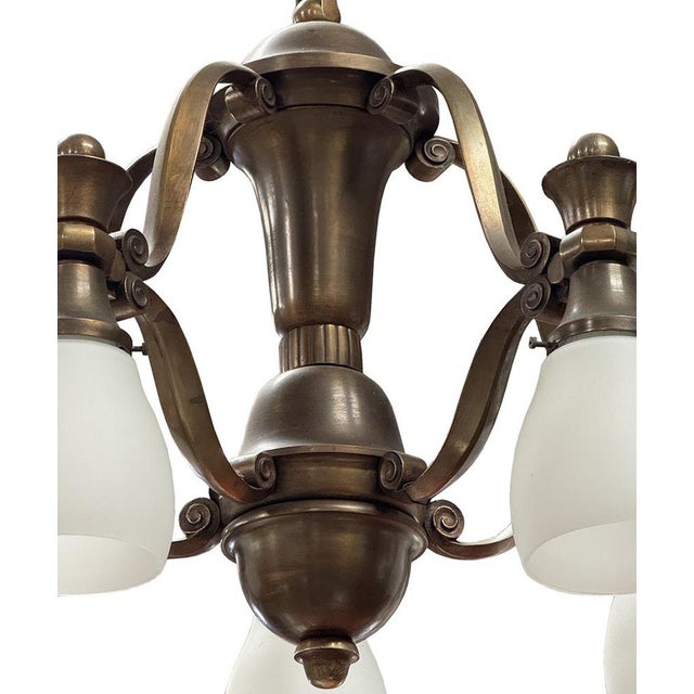 Czech Brass Chandelier attributed to Pavel Janák, 1920s For Sale - Image 3 of 5