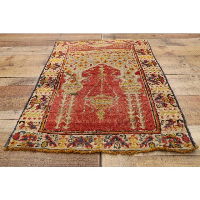 Textile Vintage Turkish Oushak Rug, Turkish Prayer Rug - 01'11 X 02'10 For Sale - Image 7 of 10