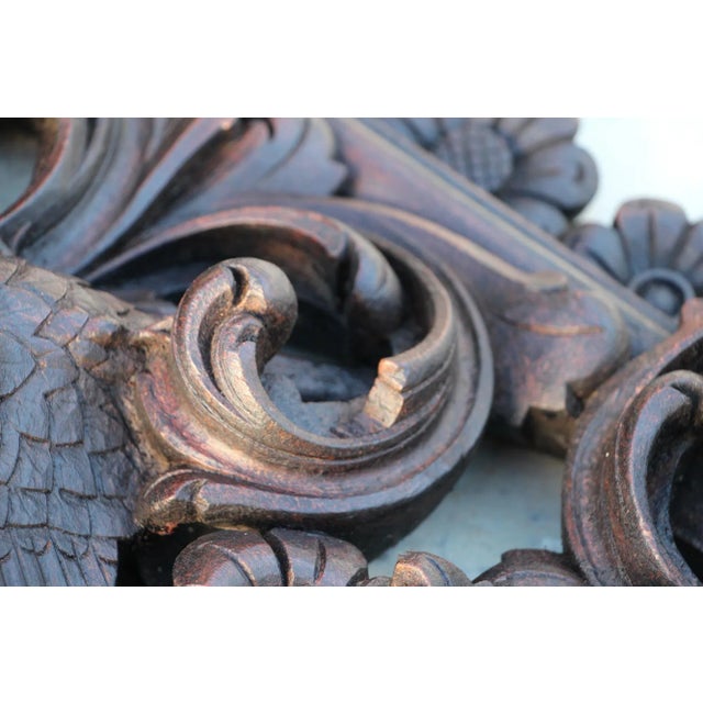 Brown 18th Century Antique Wooden Cherub, Baroque Wall Retable For Sale - Image 8 of 12