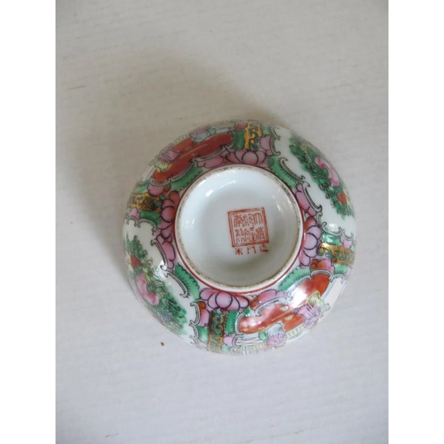 Vintage Japanese Pink Flower & Green Bowl With Orange Accents, a beautiful piece to add to your Chinoiserie collection....