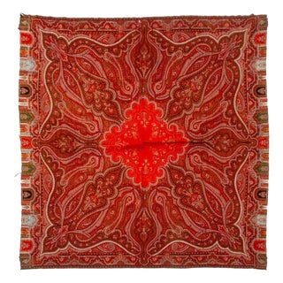 Paisley Woven Wool Shawl, 19th Century For Sale