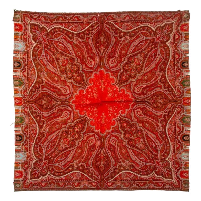 Paisley Woven Wool Shawl, 19th Century For Sale