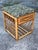 Brown Antique Tapestry Covered Rattan Side Table For Sale - Image 8 of 9