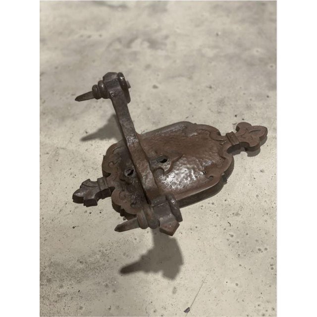 Antique Tudor 2 Light Wall Sconce Hanmered Gothic Style Fluer De Lis for Repair For Sale - Image 4 of 7