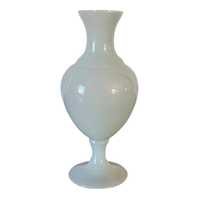 Antique French White Opaline Glass Vase For Sale