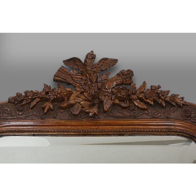 Baroque Louis Philippe Mirror in Plaster and Wood with Handcrafted Decorations, France, 1890s For Sale - Image 3 of 12
