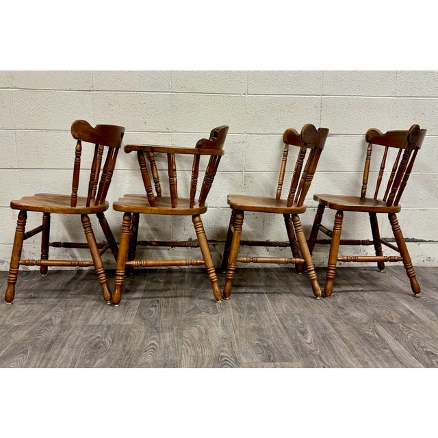 Late 20th Century Vintage Tell City Hard Rock Maple Dining Chairs - Set of 4 For Sale - Image 5 of 11
