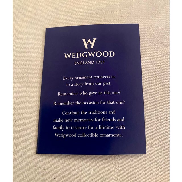 Vintage Wedgwood White Angel Ornament, Featuring a Gold-Toned Horn, 22k Gold Accents, and Its Original Blue Gift Box. For Sale - Image 9 of 14