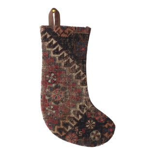 Decorative Christmas Stocking – Made From Antique Nomadic Rug For Sale