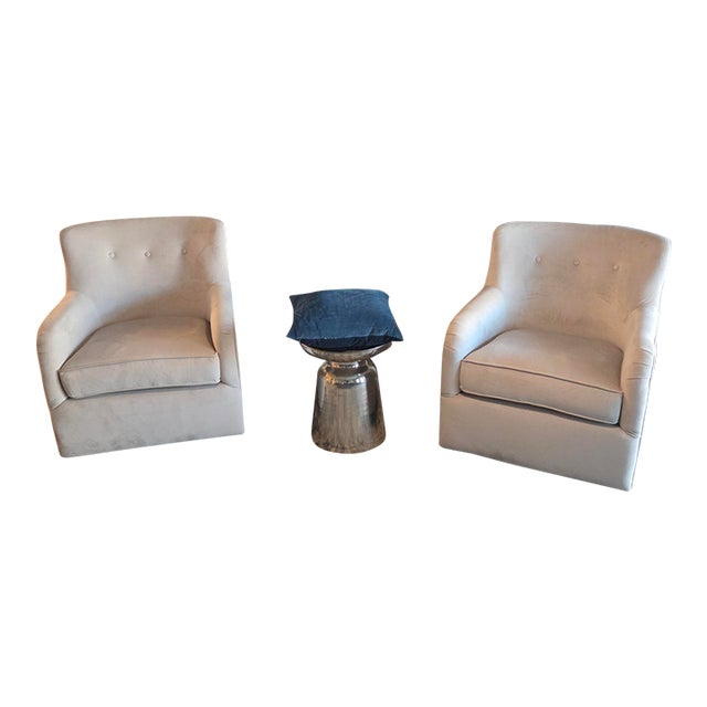 Katina Velvet Dove Beige Glider Pair Set of 2 For Sale