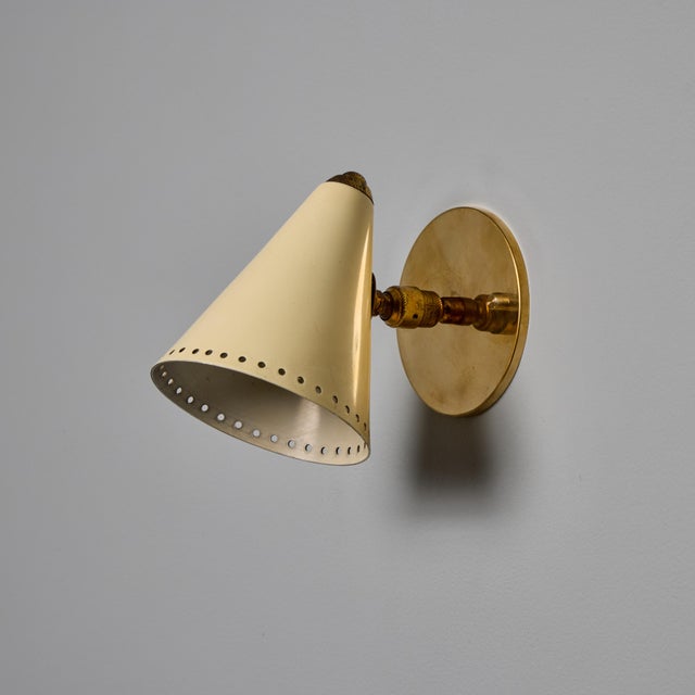 1950s Stilnovo White Perforated Metal Sconce For Sale In Los Angeles - Image 6 of 18