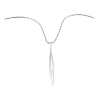 Tiffany & Co. 18k White Gold Feather Pendant Snake Chain Pendant Necklace For Sale