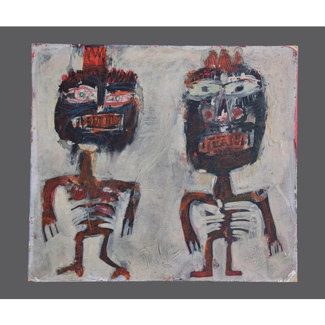 Sergio Barletta, Figures, 1960, Original Mixed Media Painting For Sale - Image 3 of 3