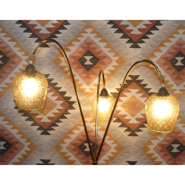 Mid-Century Tripod Floor Lamp in Brass & Glass, 1950s For Sale - Image 4 of 13