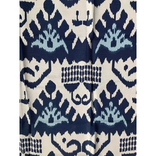 1.9 Yards Quadrille Kazak Blue Linen Fabric For Sale