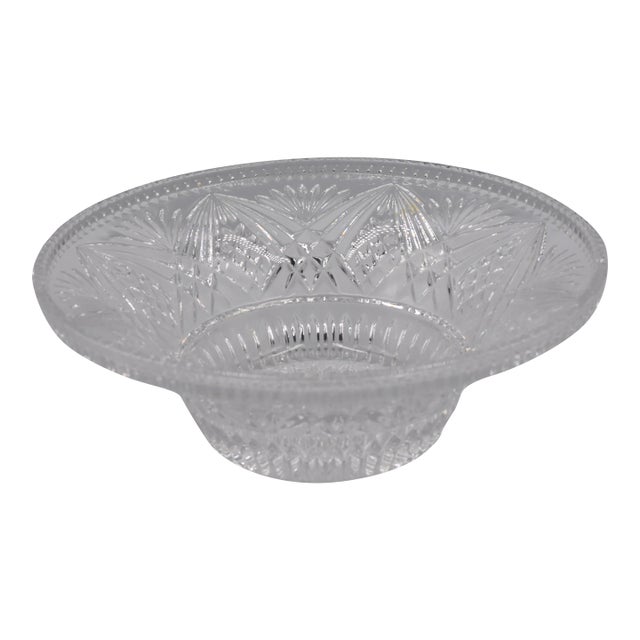 Mid 20th Century Bohemian Modern Czech Republic Crystal Pedestal Fruit Bowl Centerpiece For Sale