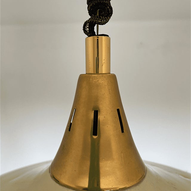 Mid-Century Modern Retractable Metal and Pressed Glass Pull Down Pendant Lamp, 1960s For Sale - Image 11 of 16